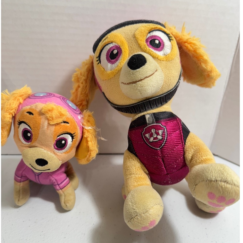 Paw Patrol Skye Plush Toys Set 2 Pups Pink &‎ Yellow Uniforms Small
